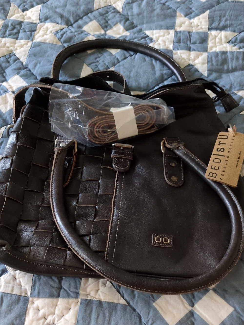NWT Bed Stu Rachel Black Rustic Leather Satchel